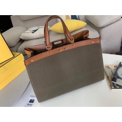 Fendi Peekaboo X Tote In Green Canvas with FF Motif 093