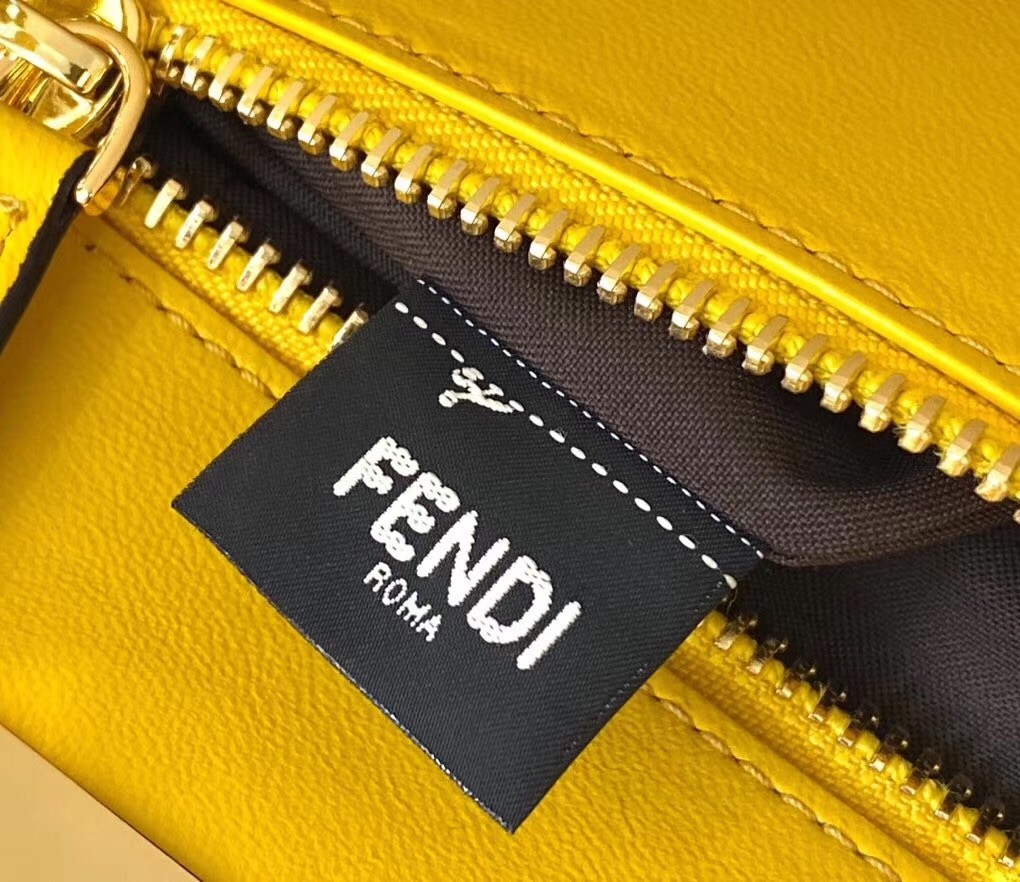 Fendi Peekaboo Medium Bag In Yellow Interlace Leather 613