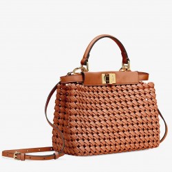 Fendi Peekaboo Mini Bag In Brown Interlace Leather 713