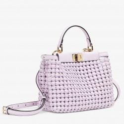 Fendi Peekaboo Mini Bag In Lilac Interlace Leather 255