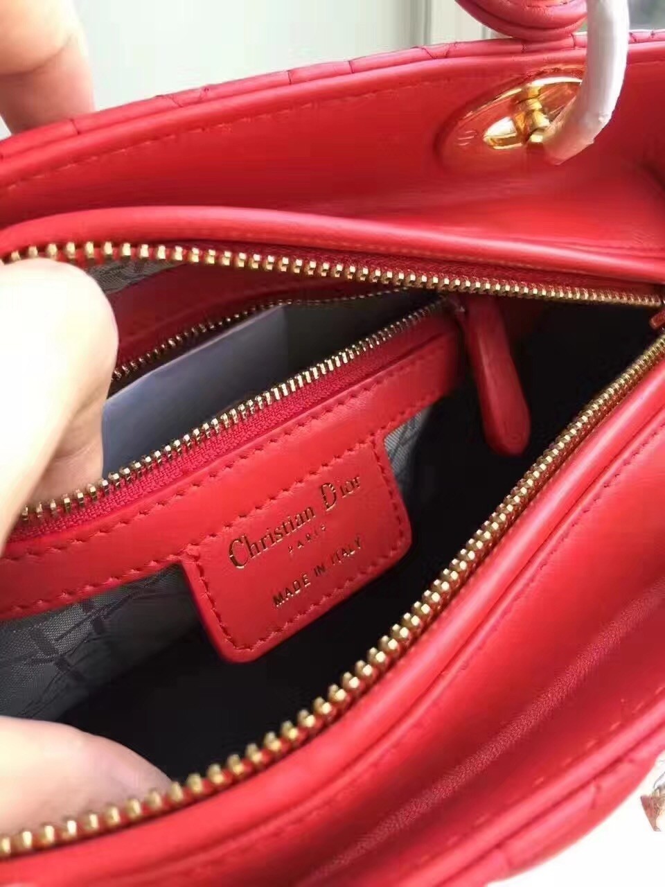 Dior Medium Lady Dior Bag In Red Lambskin 177