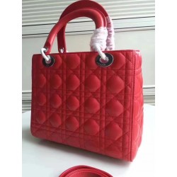Dior Medium Lady Dior Bag In Red Lambskin 177