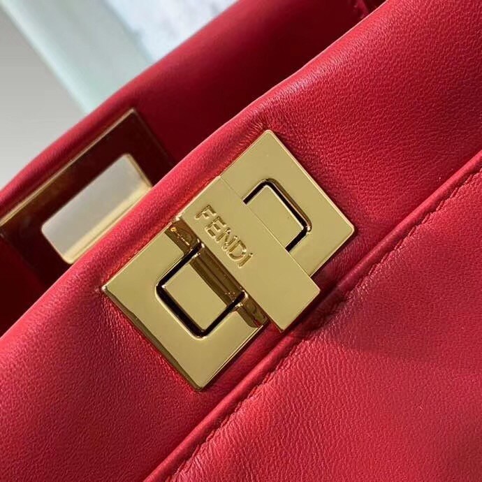 Fendi Peekaboo Mini Bag In Red Nappa Leather 556