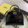 Fendi Peekaboo Mini Bag In Black Patent Calfskin 459