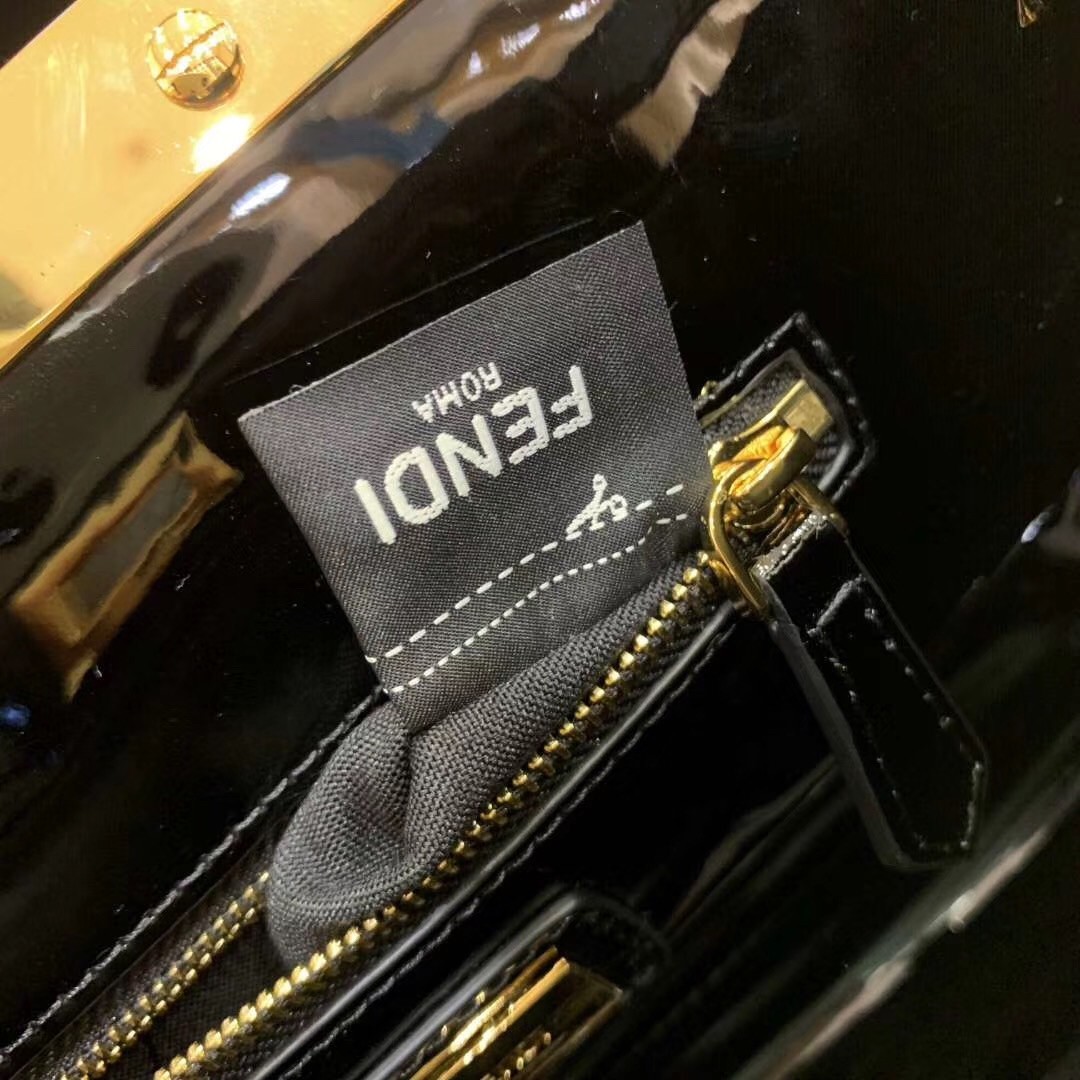 Fendi Peekaboo Mini Bag In Black Patent Calfskin 459