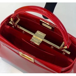 Fendi Peekaboo Mini Bag In Red Patent Calfskin 975