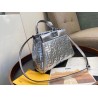 Fendi Peekaboo Mini Bag In Silver Lambskin With FF Sequins 417