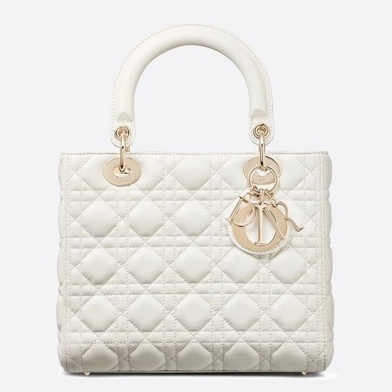 Dior Medium Lady Dior Bag In White Lambskin 094