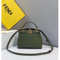 Fendi Peekaboo Mini Pocket Bag In Green Calfskin 460