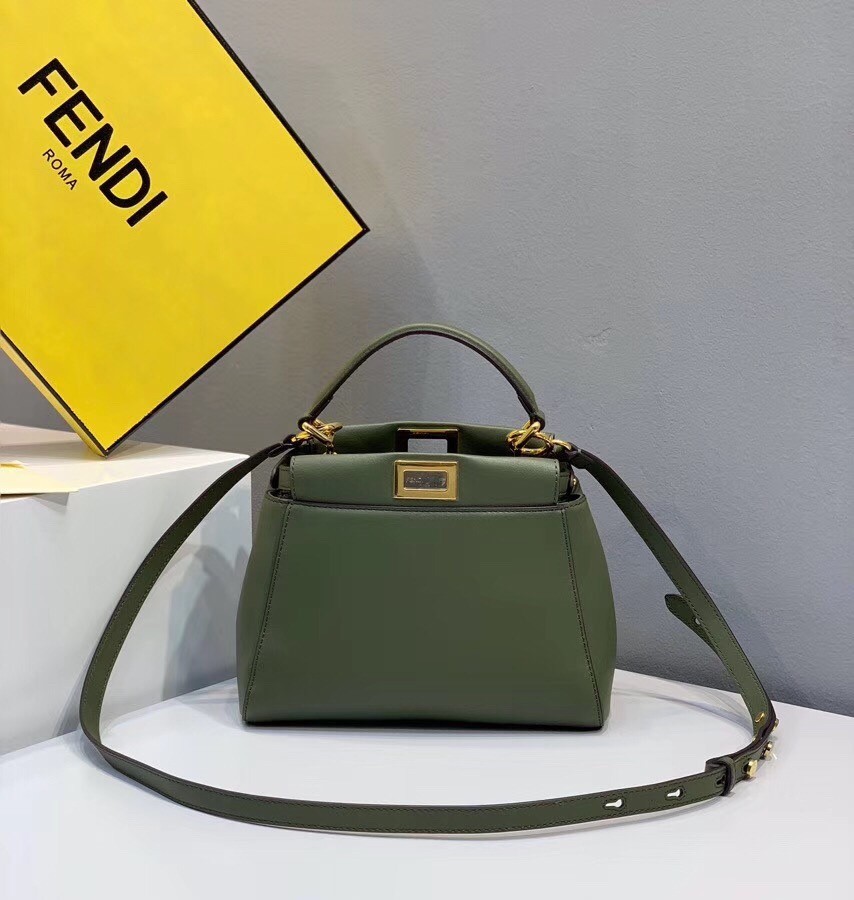 Fendi Peekaboo Mini Pocket Bag In Green Calfskin 460