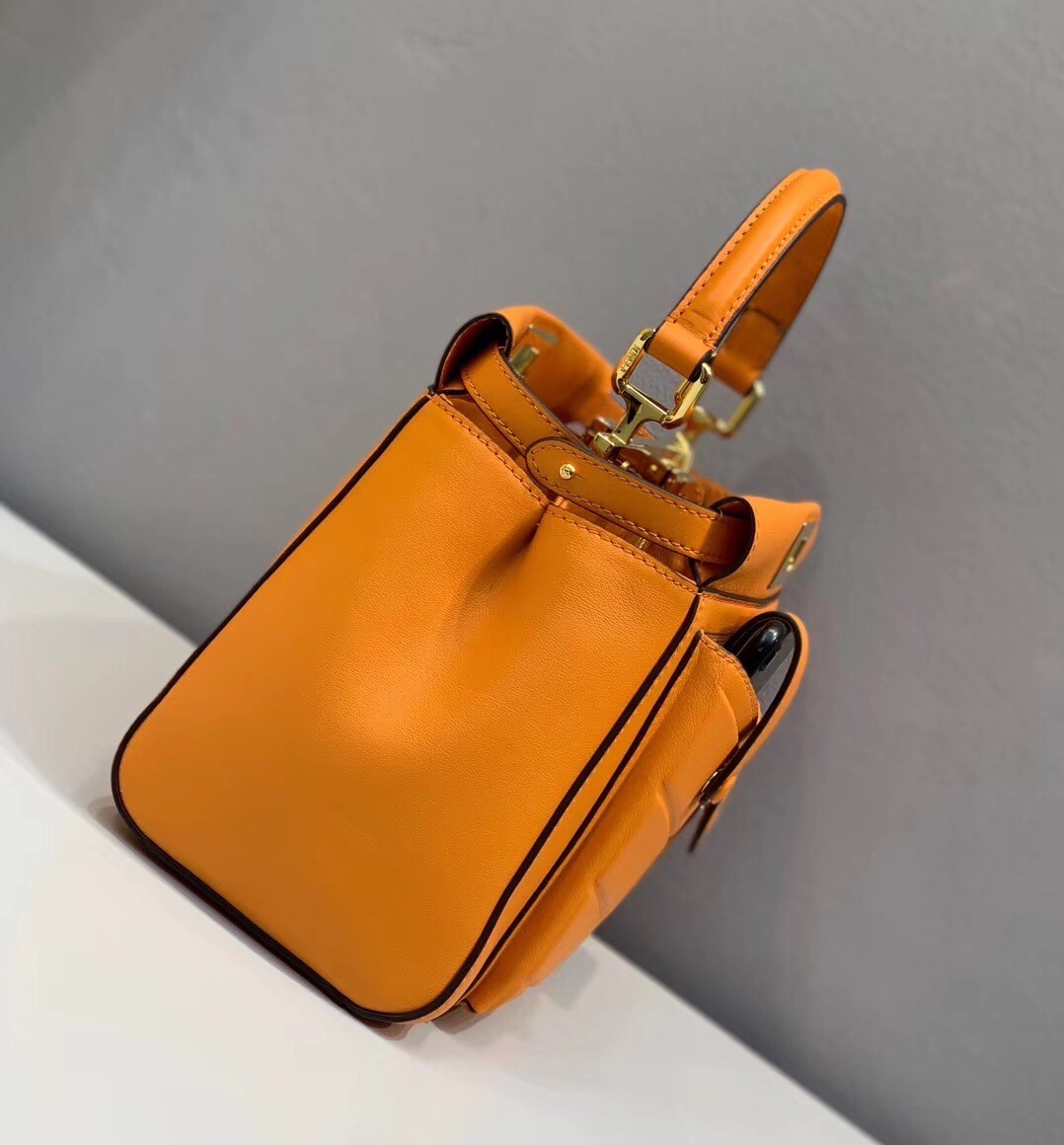 Fendi Peekaboo Mini Pocket Bag In Orange Calfskin 480