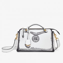 Fendi By The Way Medium Bag In White Printed Leather  674