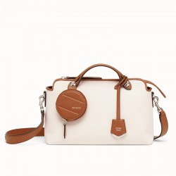 Fendi By The Way Medium Bag In Canvas With Tan Leather 089