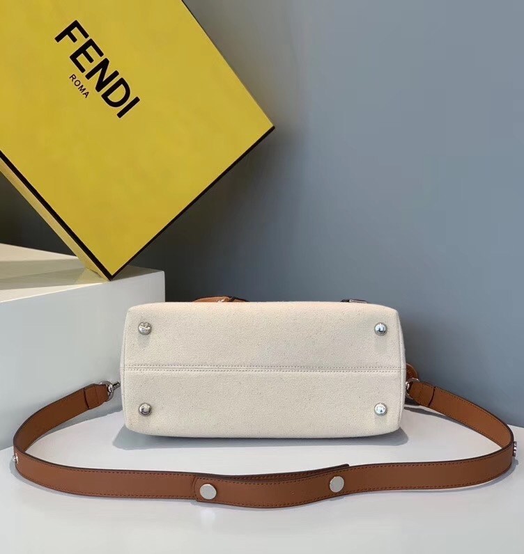 Fendi By The Way Medium Bag In Canvas With Tan Leather 089