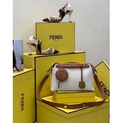 Fendi By The Way Medium Bag In Canvas With Tan Leather 089