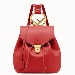 Fendi Red Leather Logo Backpack 545