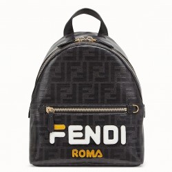 Fendi Black Glazed Fabric Mini Backpack 614