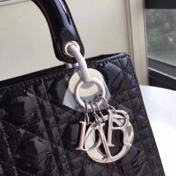 Dior Medium Lady Dior Bag In Black Patent Leather 129