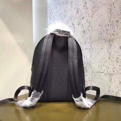 Fendi Black Bag Bugs Eyes Fox Fur Studs Backpack 737