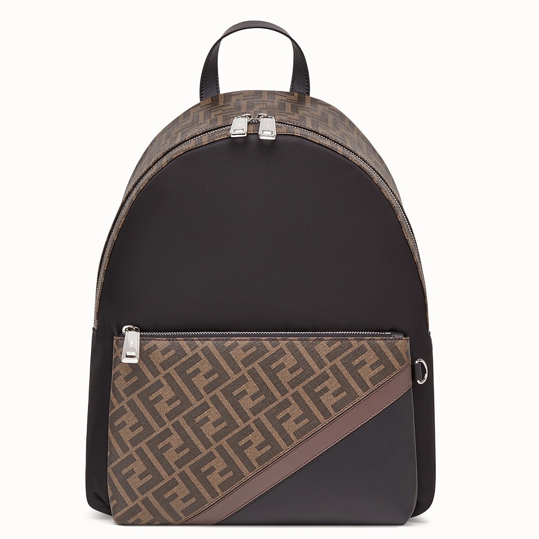 Fendi Large Backpack In FF Fabric With Nylon And Leather 525