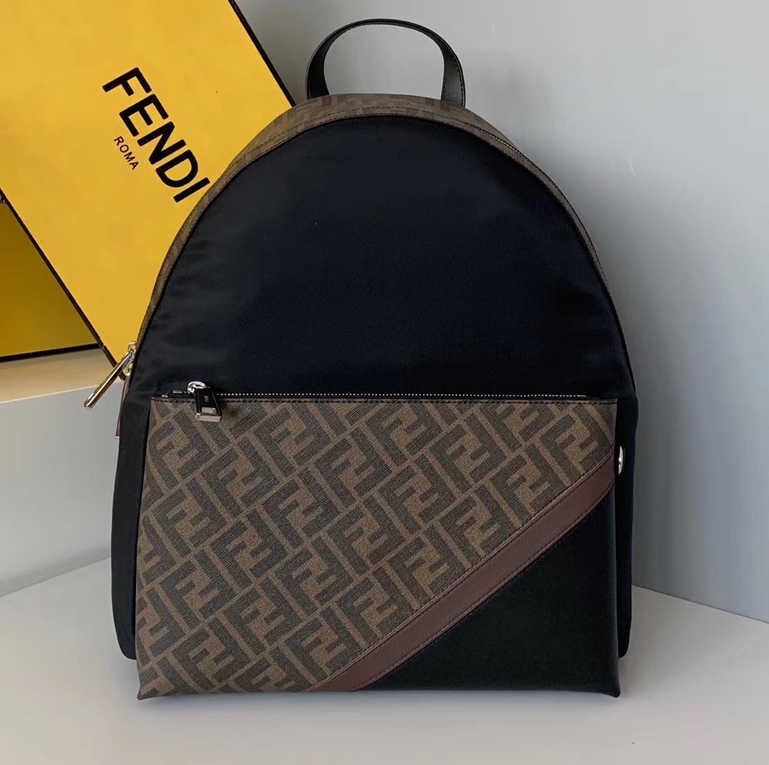 Fendi Large Backpack In FF Fabric With Nylon And Leather 525