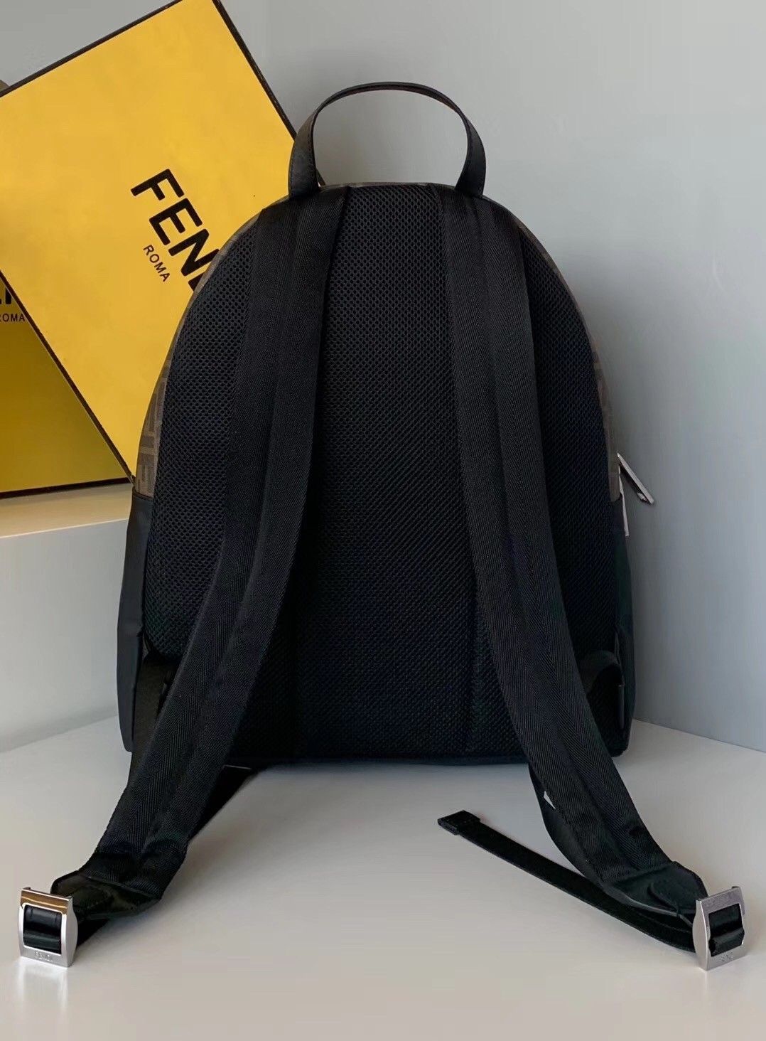 Fendi Large Backpack In FF Fabric With Nylon And Leather 525