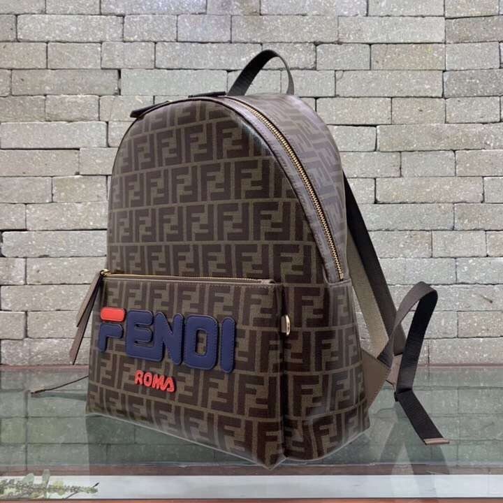 Fendi Brown Glazed Fabric Large Backpack 570