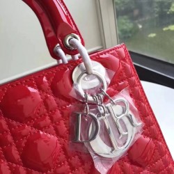 Dior Medium Lady Dior Bag In Red Patent Leather 958