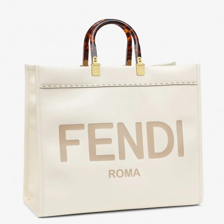 Fendi Sunshine Shopper Bag In White Calfskin 232