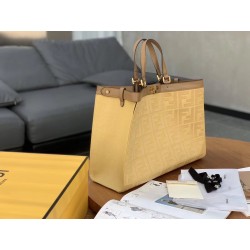 Fendi Peekaboo X Tote In Beige Canvas with FF Motif 266